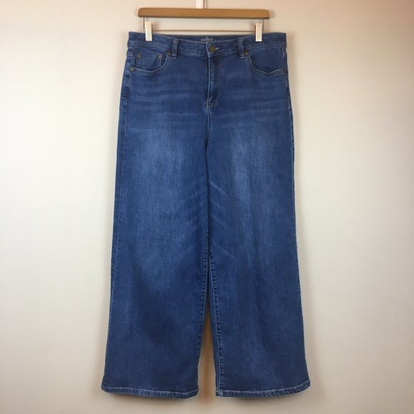 New York & Company Denim - NY & Company High Waist Wide Leg Cropped Jeans